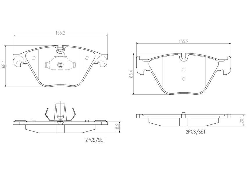 BMW Disc Brake Pad Set - Front (Ceramic) 34116850886 - Brembo P06074N